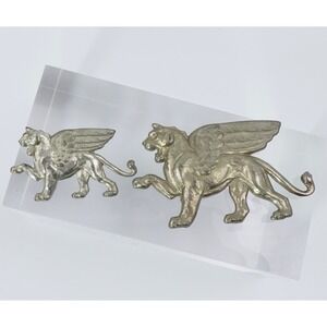 Winged Lion‎ of Venice Brooch Set  Silver Tone Saint Mark Heraldic Mythical